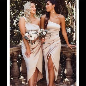 White Fox Boutique Willow Wrap Dress in Champagne